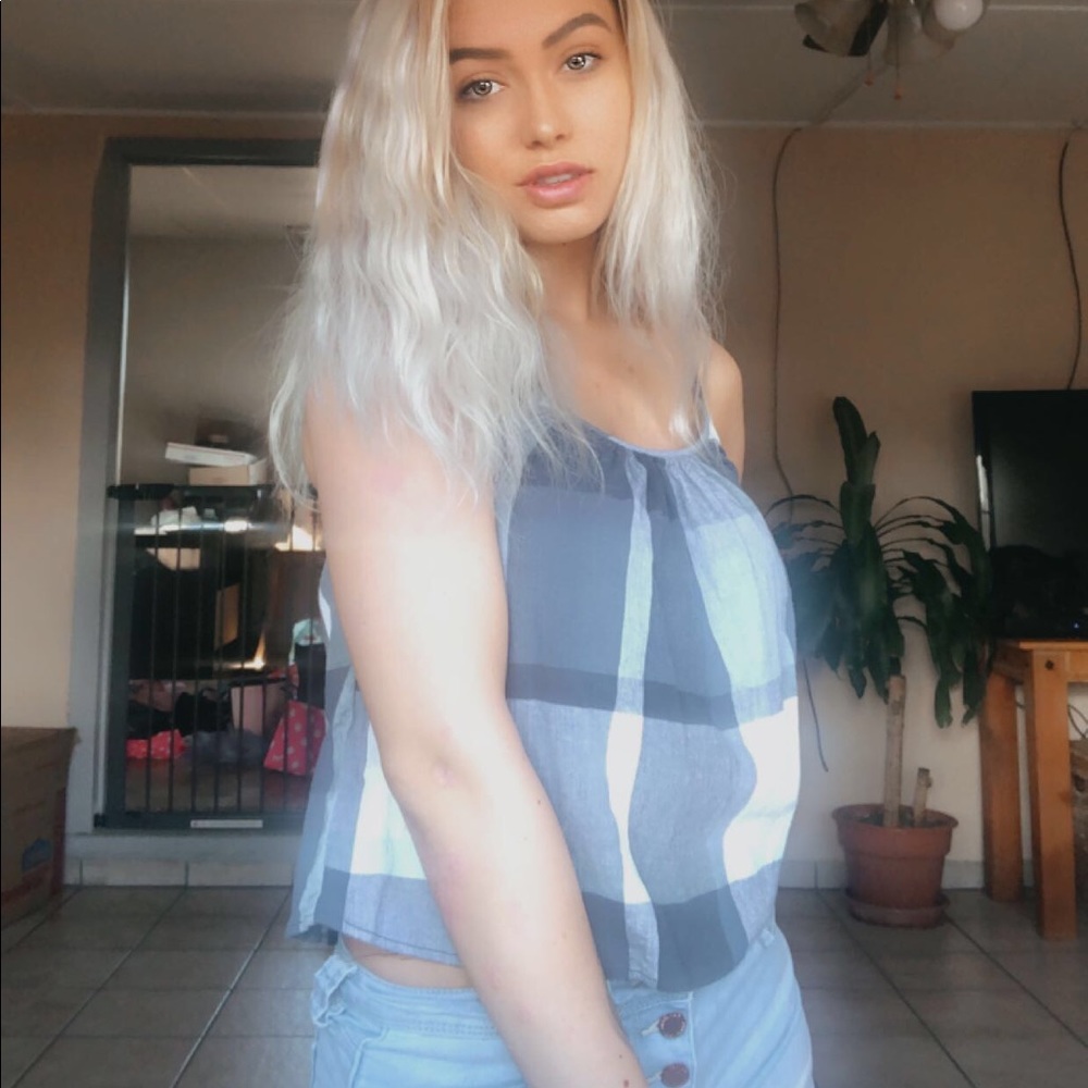 AEROPOSTALE plaid blue crop top